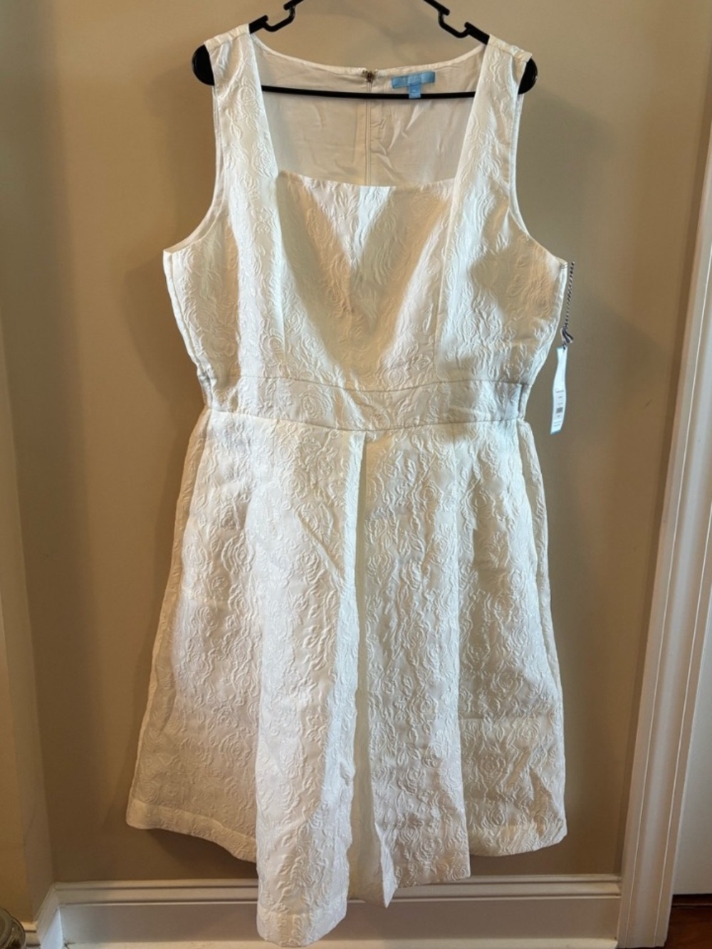 NWT Draper James RSVP White Floral Textured Sleeveless Dress Size XL